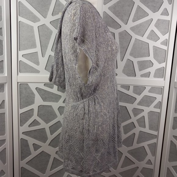 Anthropologie Moth S Pointelle Hooded Sweater Tunic Linen Blend Pullover - Picture 5 of 16